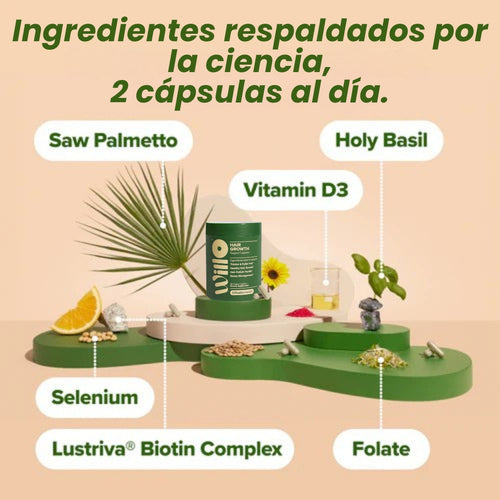 WILLO Cápsulas para el crecimiento del cabello - OFERTA 2x1