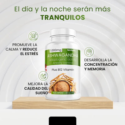 Ashwagandha 1000 mg Alivia el estrés y la ansiedad - OFERTA 2x1