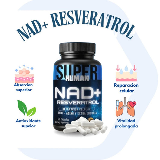 NAD+ Resveratrol - Cápsulas de Reparación Celular Antienvejecimiento - OFERTA 2X1