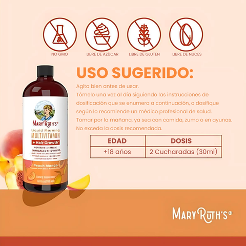 Multivitamínico líquido + Crecimiento del cabello.