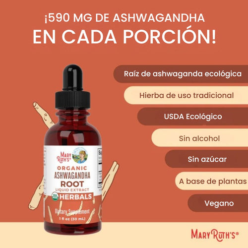 MaryRuth - Gotas líquidas de raíz de ashwagandha orgánica