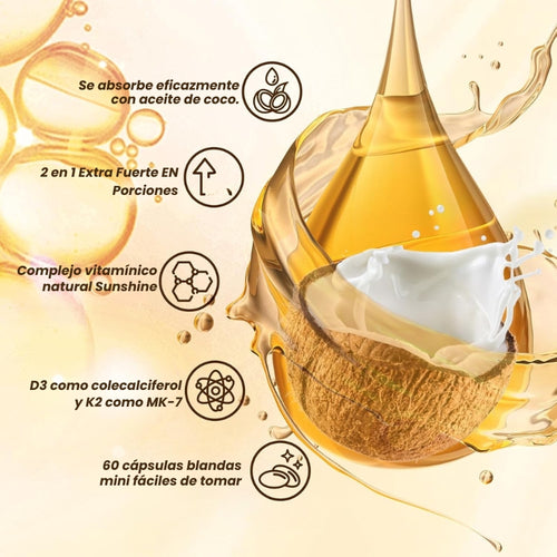 Vitamina D3 K2 10000 UI con cápsulas blandas