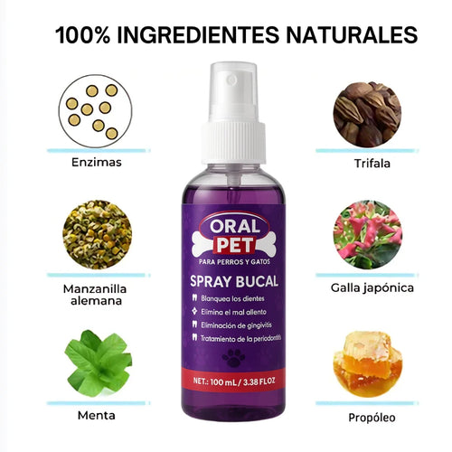 Spray 100 % Natural Cuidado bucal de perros y gatos - ORALPET