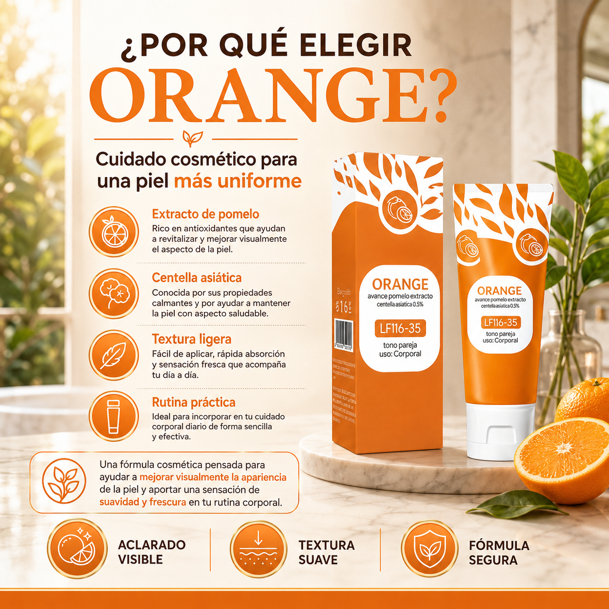 OrangeGlow™ – Crema Corporal para un Tono Más Uniforme – OFERTA 2X1