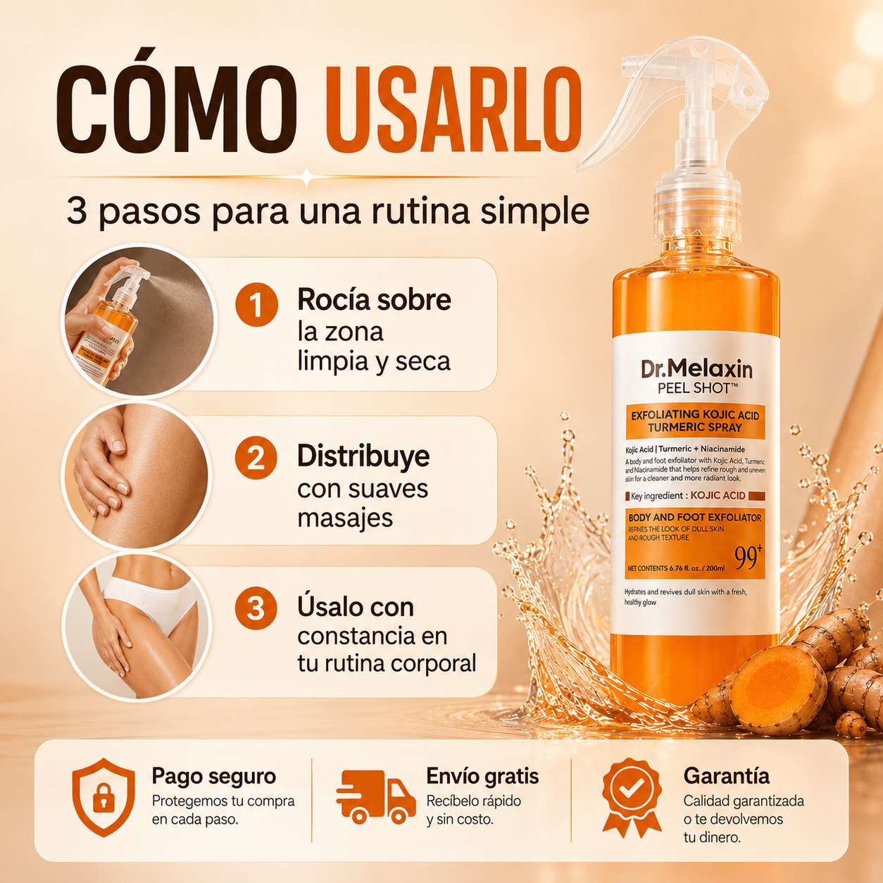 Dr. Melaxin Peel Shot™ – Spray Exfoliante Corporal - OFERTA 2X1